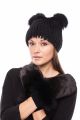 Megzta audinės kailio kepurė Katinėlis juoda/juoda