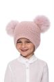 Kūdikiška megzta vilnonė kepurė su bumbulais rožinė